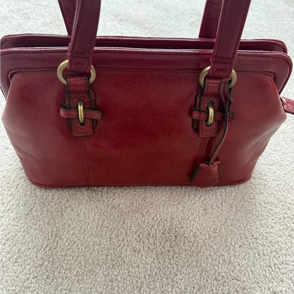 Spring Cuir Leather Shoulder Bag Women’s Burgundy Medium Size - Picture 2 of 10